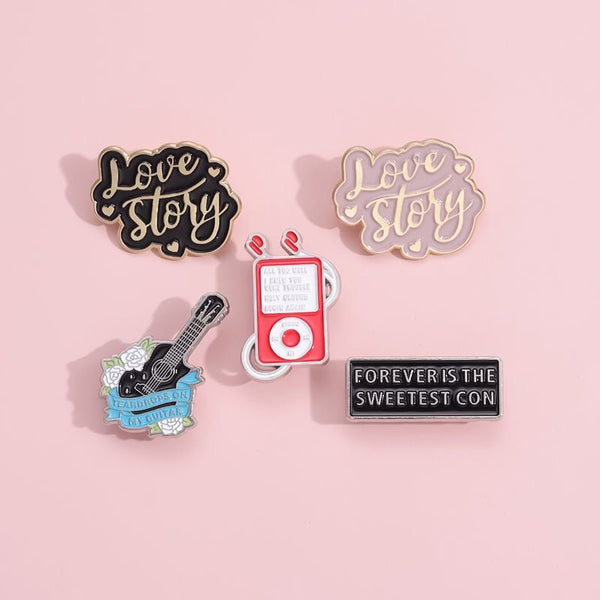Love Story/Guitar Brooch Badge Pin
